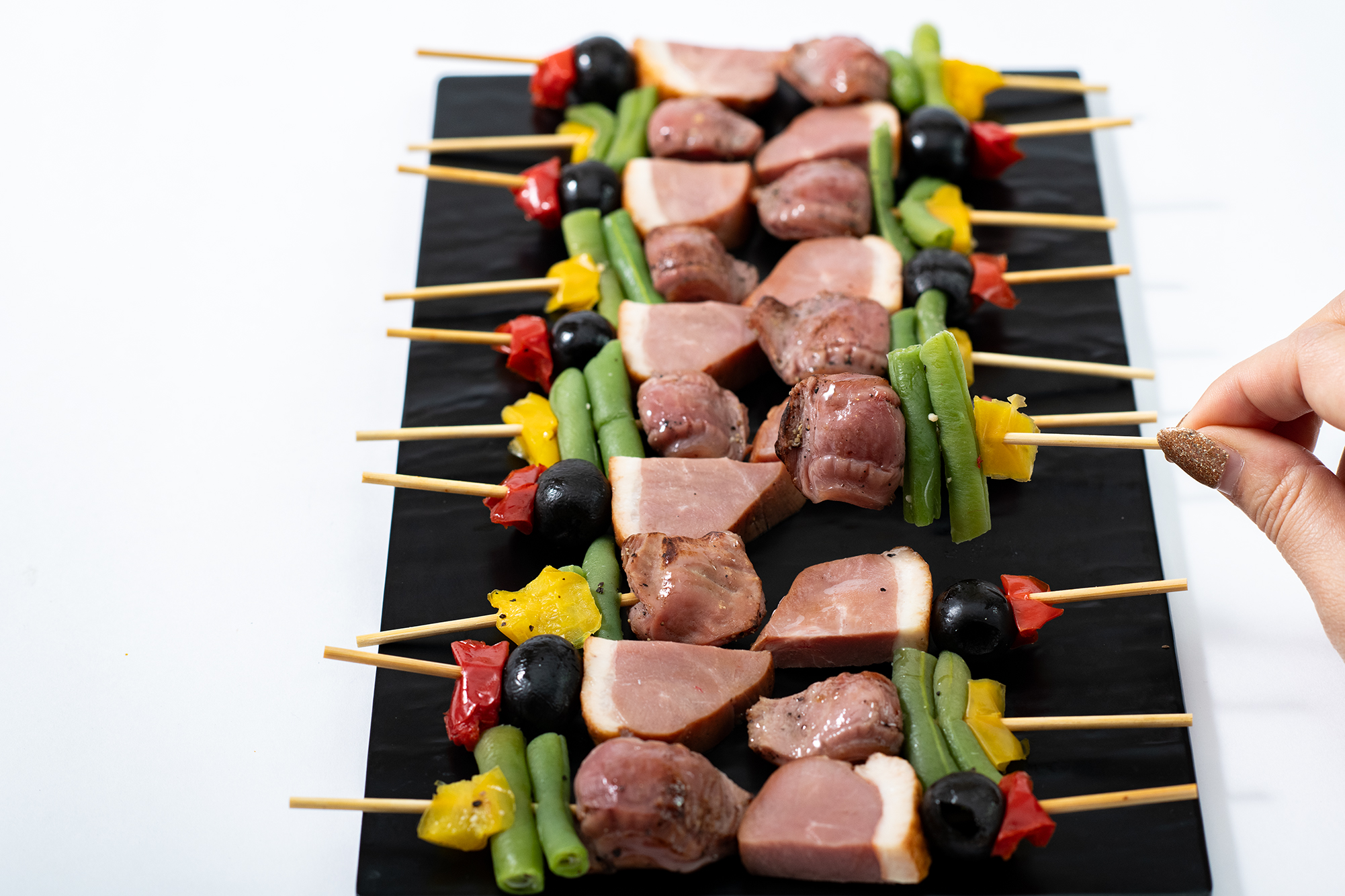 砂肝とインゲンと黄ピーマンのピンチョス15本