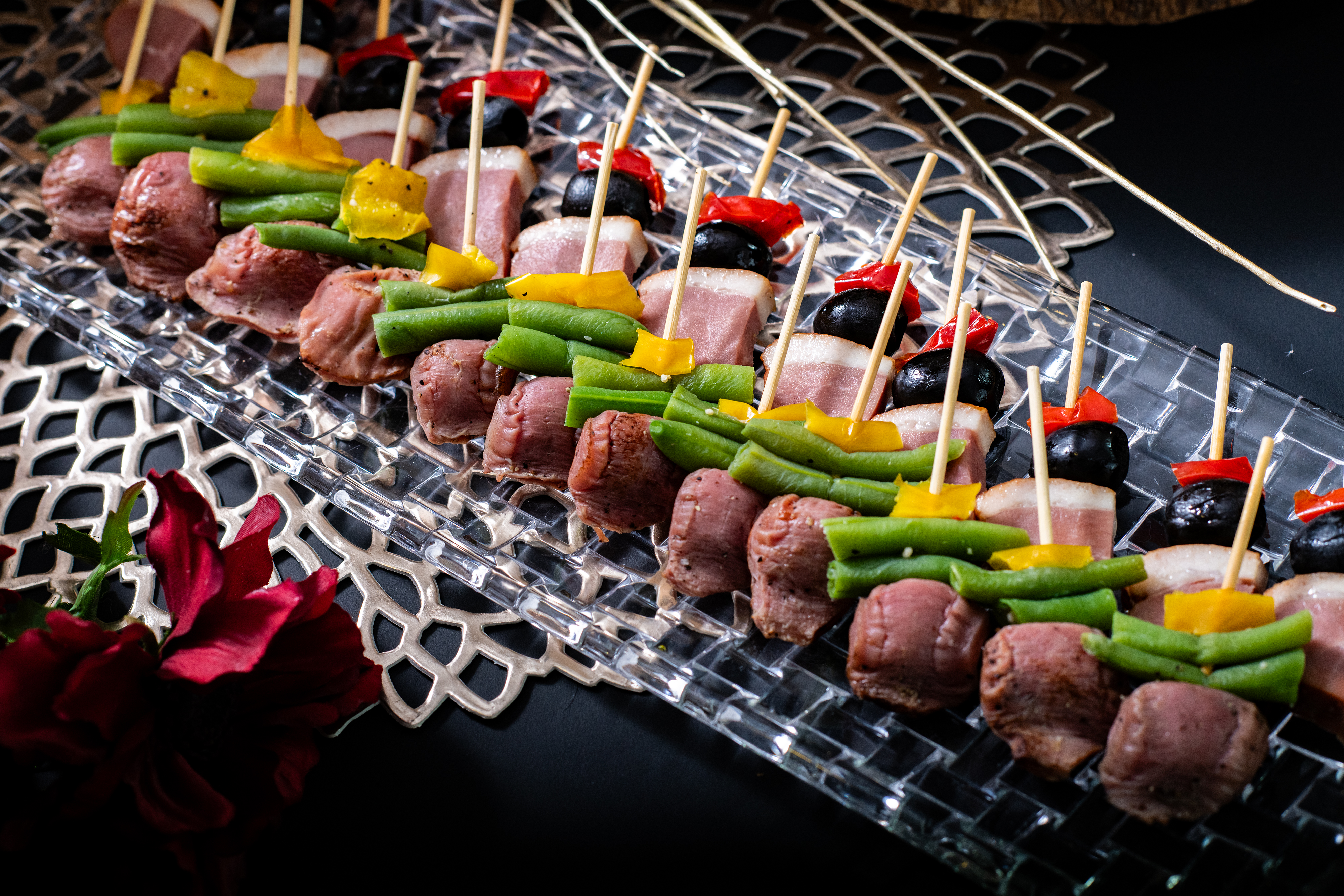 砂肝とインゲンと黄ピーマンのピンチョス10本